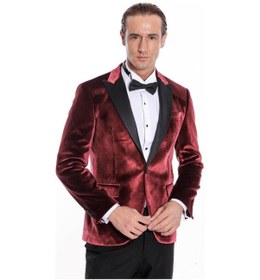 Resim Wessi Kadife Slim Fit Bordo Erkek Smokin Ceket Bordo 