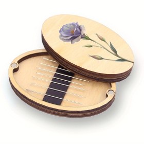 Resim 1 Set Ahşap Manyetik İğne Kılıfı Çiçek Baskılı Oval Tasarım - Nakış İpliği ve Malzemeleri Saklamak İçin İdeal, Karışık Renkler, Dayanıklı Ahşap Yapı, Nakış Saklama 