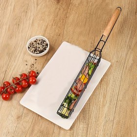 Resim Dış Mekan BBQ Davul Izgara Sepeti, Kamp Piknik Pişirme Ekipmanları, Demir Izgara Işığı, Kamp Ateşi için Mutfak Aleti, Magnezyum Çakmak Yok, Boyalı Yüzey 