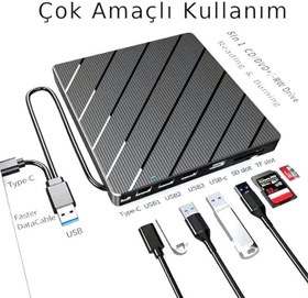 Resim Valkyrie Harici CD DVD Okuma Yazma USB 3.0 Hub Çok Amaçlı External Drive TF SD Kart Okuyucu 8in1 