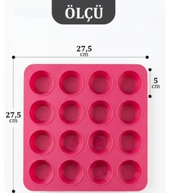 Resim İronika Silikon Makaron Mini Muffin Kek Kalıbı 16 Bölmeli Çok Renkli 