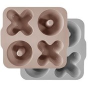 Resim OiOi XOXO Silikon Bölmeli Muffin Kalıbı 2 li Bubble Beige - Powder Grey 