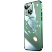 Resim Mobilzone iPhone 13 Uyumlu Wireless Şarj Özellikli Sert PC Zore Riksos Magsafe Kılıf-Koyu Yeşil 