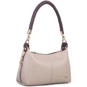 Resim Nas Bag Kadın Mini Omuz Ve Çapraz Çanta Örgülü Askılı En: 23 Cm , Boy: 14 Cm Kum Kahve Lopez 