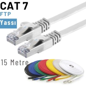 Resim IRENIS Beyaz Cat7 Yassı Ftp Ethernet Network Kablosu 15 m 