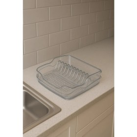 Resim EstoreBox Şeffaf Akrilik Tabaklık Bulaşıklık Düzenleyici 2 Parça 37X38X7 cm 