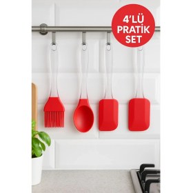 Resim 4’lü Pratik Silikon Mutfak Seti – Karıştırma, Yağlama, Servis ve Krema Kaplama 