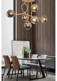 Resim Ömür Avize Eva Modern Tarz Eskitme Füme Ithal Camlı Altılı Avize Beyaz 