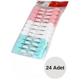 Resim 24 Adet İz Yapmaz Renkli Çamaşır Mandal Çok Renkli 