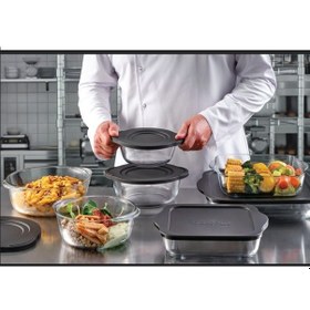 Resim Paşabahçe Kapaklı Borcam Seti - 5 Parça Borcam Çeyiz Seti Kapaklı Saklama Seti Gri 