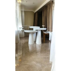 Resim Wood Wooden Ahşap 3lü Set Fitilli Mantar Yan Sehpa Modern Beyaz Renk Fiskos 