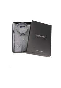 Resim Slim Fit Düğmeli Yaka Oxford Kolay Ütülenebilir Pamuklu Kutulu Uzun Kollu Gömlek 