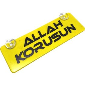 Resim Allah Korusun Yazılı Sarı Dekor Plaka Vantuzlu Cam Süsü 