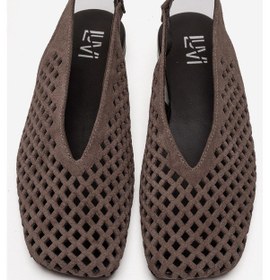 Resim Luvishoes Delızıa Vizon Süet Hakiki Deri Önü Kapalı Lazer Kesim Kadın Sandalet 