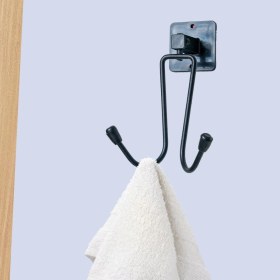Resim MCM Group Kendiliğinden Yapışkanlı Siyah Paslanmaz Metal Bornoz ve Havlu Askılığı 