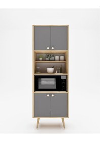 Resim Floradesign Lavin180 Çok Amaçlı Dolap /fırın Dolabı /mutfak Organizeri Meşe+antrasit 