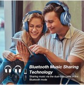 Resim Siyah Oneodio A70 Kablosuz Bluetooth 5.2 Kulaklık 72 Saat Kulak Üstü Yüksek Çözünürlüklü Ses 3.5mm / 6.35mm Mikrofonlu Kablolu Studio Dj Kulaklık 