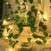 Resim 2m20LED / 5m50LED / 10m100LED pil kutulu yeşil Luo Ye dekoratif peri ışığı sıcak renkli pille çalışan ev, yatak odası, düğün, parti ve Noel Dekorasyonu için uygun, ışıklandırma suni bitki çelenk Cadılar Bayramı Süslemeleri, Yılbaşı Aksesuarları 