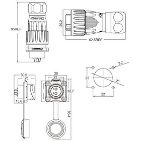 Resim Dh-20-c02pe-03-001 2-pin Su Geçirmez Konnektör - Erkek 
