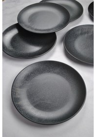 Resim 6 Adet Porselen Servis Tabağı 25 Cm Sunum Tabak-siyah 