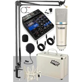 Resim Aesco Midex Cx1 Mixer Set Condenser Mikrofon Ses Kartlı Mikser + Stand + Filtre 