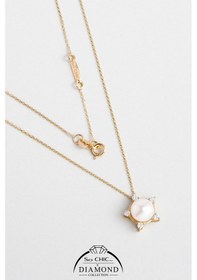 Resim Diamond Collection 14 K Sarı Altın 0,17 Karat Pırlanta Doğal İnci Kolye Sarı 