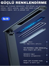 Resim sz master bilişim Şarjlı Katlanabilir Kitap Okuma LED Masa Lambası Masaüstü Işık Çalışma Lambası Göz Koruyucu Lamba 