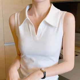 Resim Düz Renkli, Kavisli Kenarlı, Günlük Kullanım İçin Uygun, Kadınlar İçin Dar Kesimli, Yaka ve Kollu Olmayan Polo Üstü 