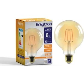 Resim Braytron Led Rustik Flamanlı Ampül 6W G125 E27 