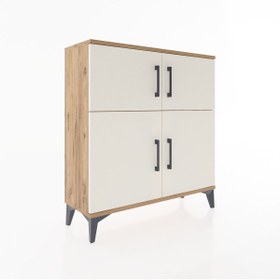 Resim Arges Şifonyer 3 Raflı 4 Kapaklı 88x30x96 - Antrasit / Çam 
