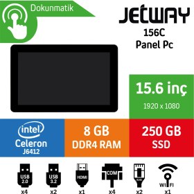 Resim Jetway 156SC Intel Celeron J6412 8gb 250GB SSD Freedos 15.6" End 