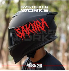Resim Sakura Yazılı Kask Sticker Tüm Kasklar Uyumlu Tek Yön 1 Adet Kırmızı 