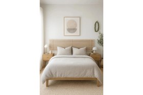 Resim Pinoxi 180CM Masif Ahşap 2 Adet Raflı Yatak Başlığı 180CM x 60CM Masif Natural Çam 