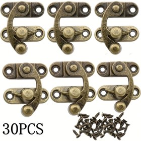 Resim 30 adet Antik Bronz Çinko Alaşım Menteşeler Vidalarla birlikte, Takı Kutuları, Ahşap Sandıklar ve Antika Dekor için Vintage Dolap ve Araç Kiti Kilidi, Rustik Ev Dekoru için Dayanıklı Metal Donanımı 