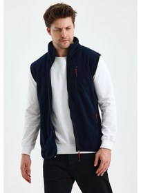 Resim Monox Erkek Tam Fermuarlı Spor Polar Yelek Lacivert 