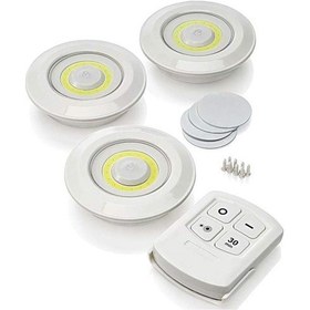 Resim Uzaktan Kumandalı 3lü Spot Led Lamba Pilli Dolap Işığı Fc086 