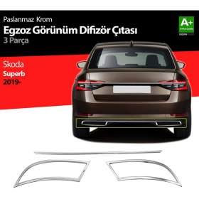 Resim paspasgarajı Paspasgaraji Skoda Superb Krom Egzoz Çıkışı 3 Parça Set 2020 ve Üzeri 