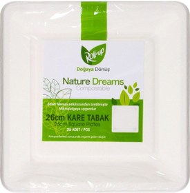 Resim Supertrend Doğaya Dönüşümlü Kare Tabak 26cm 25li 