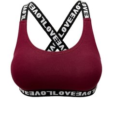 Resim NARIYA Kadın Pamuklu Içi Pedli Kalın Askılı Yazılı Spor Sütyeni Yarım Atlet Rahat Yarım Atlet Iç Giyim 