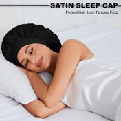 Resim Kapalı Saten Uyku Başlığı - Rahat Elastik Bant, Geniş Kenarlı Polyester Banyo Şapkası Saç Koruma İçin, Günlük Kullanım İçin İdeal, Saç Koruma Başlığı | Elastik Başlık | Polyester Kumaş 