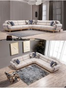 Resim Happylife Furniture Design İnegöl Köşe Takımı Silinebilir Kumaş Döşeme 