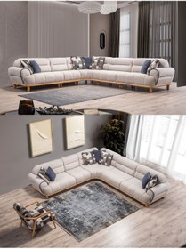 Resim Happylife Furniture Design İnegöl Köşe Takımı Silinebilir Kumaş Döşeme 