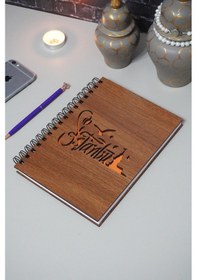 Resim Istanbul Ahşap Kapaklı Defter - Ajanda - Günlük - A5 Notebook Çizgisiz Defter Ahşap Rengi Ceviz 