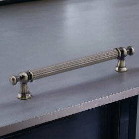 Resim Badem10 Selçuklu Antik Nikel Metal Kulp 160 mm Mobilya Çekmece Mutfak Dolabı Dolap Kapak Kulpu 