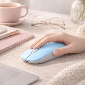 Resim Sneezy MacBook iPad İle Uyumlu Bluetooth Şarjlı Mouse USB Dongle Şarj Kablosu Dahil Sessiz İnce ve Taşınabilir Mavi 