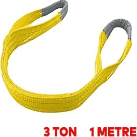Resim Sapan Polyester Spanzet 3 Ton 1 Metre Sarı Sağlam Yük Kaldırma Taşıma Indirme Halat 