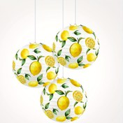 Resim Güneşli Limon Kağıt Fenerler, 3'lü Set - Taze Limon Tasarımlı Canlı Kağıt Fenerler - Bahçe Etkinlikleri & Mutfak için Ferahlatıcı Narenciye Dekoru - Kış Partileri & Ev Dekoru için Narenciye Baskılı Dekoratif Fenerler 