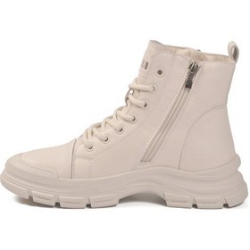 Resim Gamelu Beyaz Fermuarlı Kaymaz Taban Kadın Sneaker Bot Çok Renkli 