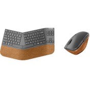 Resim Lenovo Go Wireless Split İngilizce Klavye+ Go Wireless Vertical Mouse Gri Lenovo