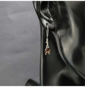 Resim Nusret 925 Ayar Gümüş Damla Mistik Topaz Küçük Boy Küpe 